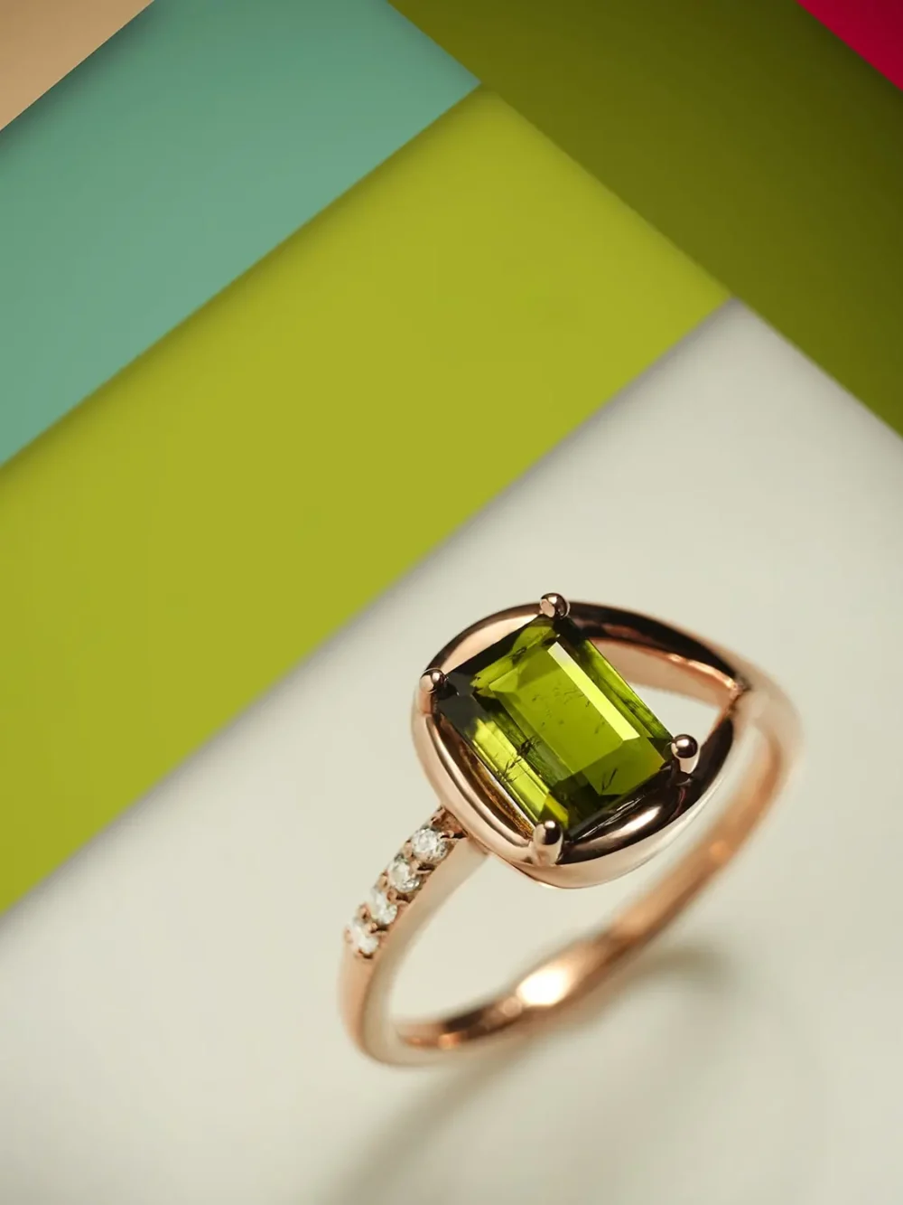 Watermelon tourmaline ring