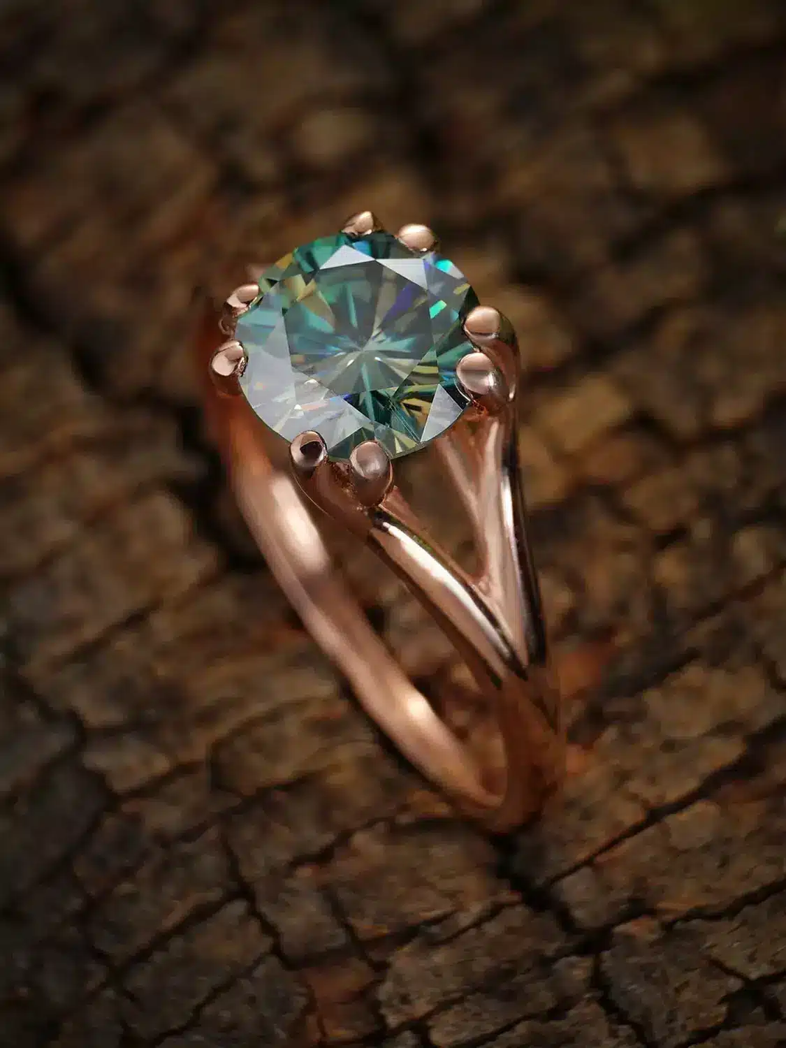 Green moissanite ring