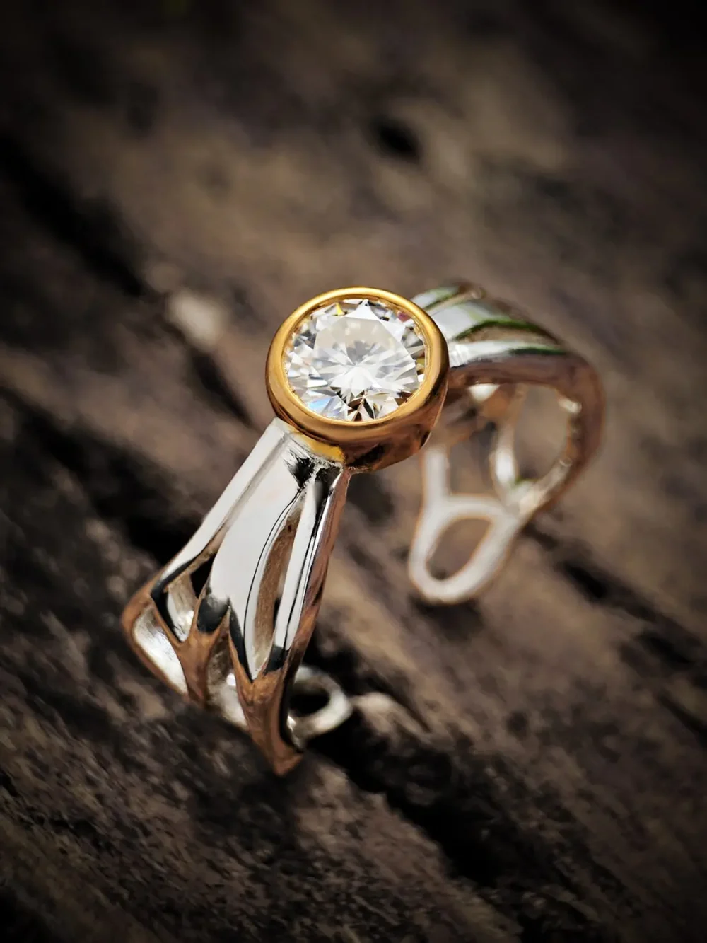 Moissanite butterfly ring