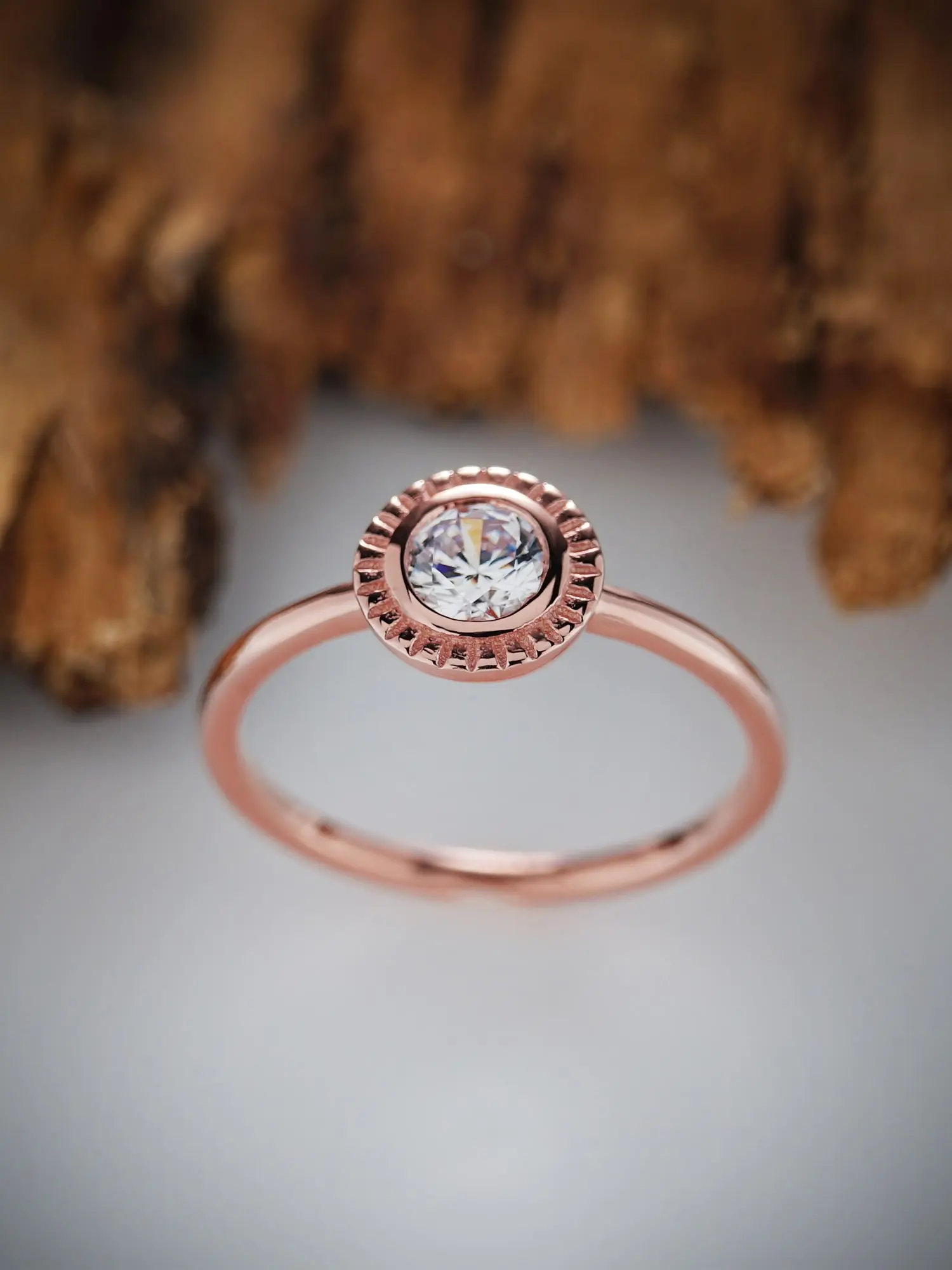Perfect engagement moissanite floral ring in rose gold