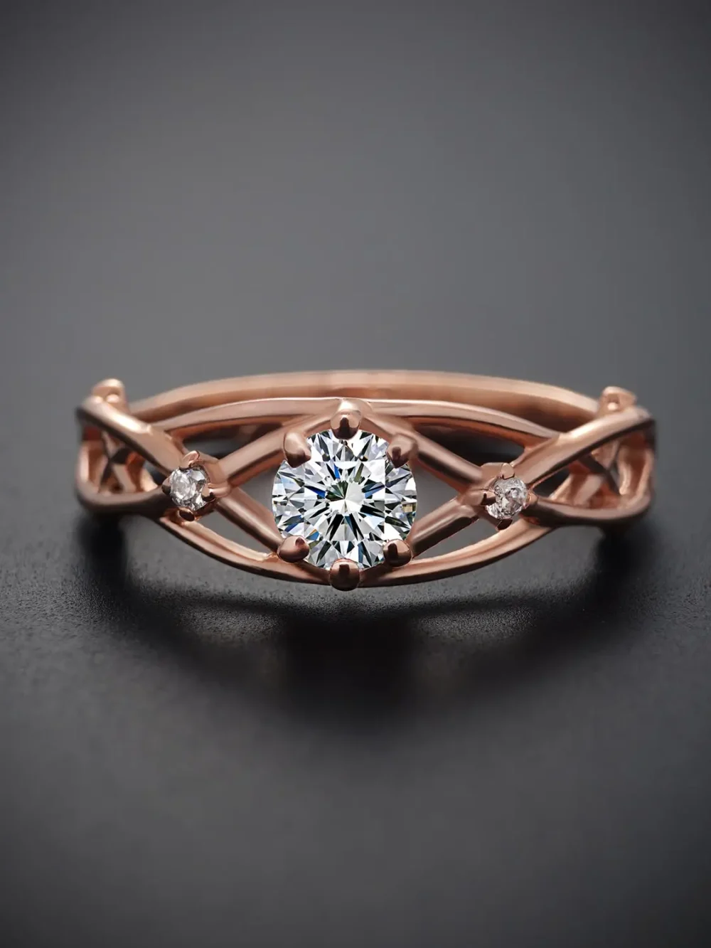 Infinite branch moissanite diamond ring in rose gold