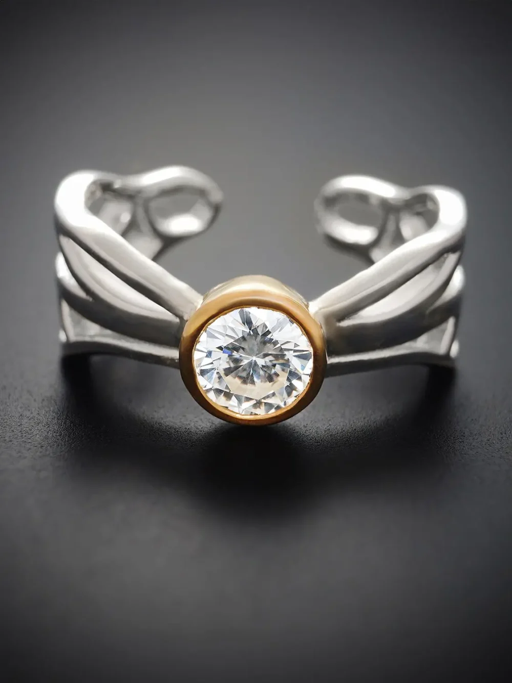 Timeless butterfly design moissanite ring in sterling silver