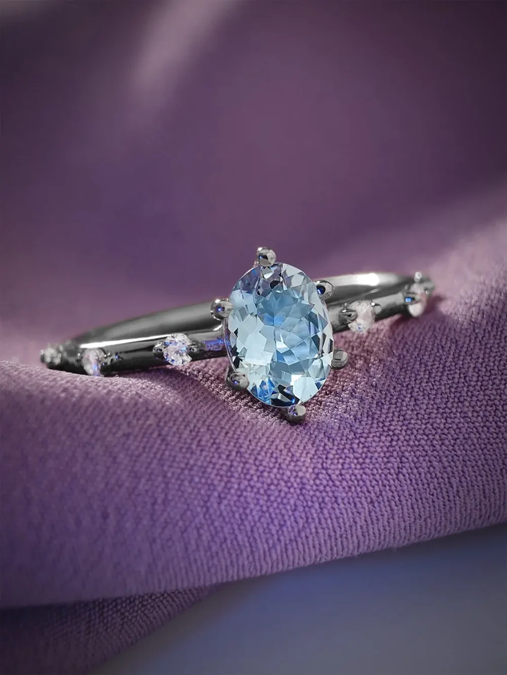 Blue topaz moissanite ring