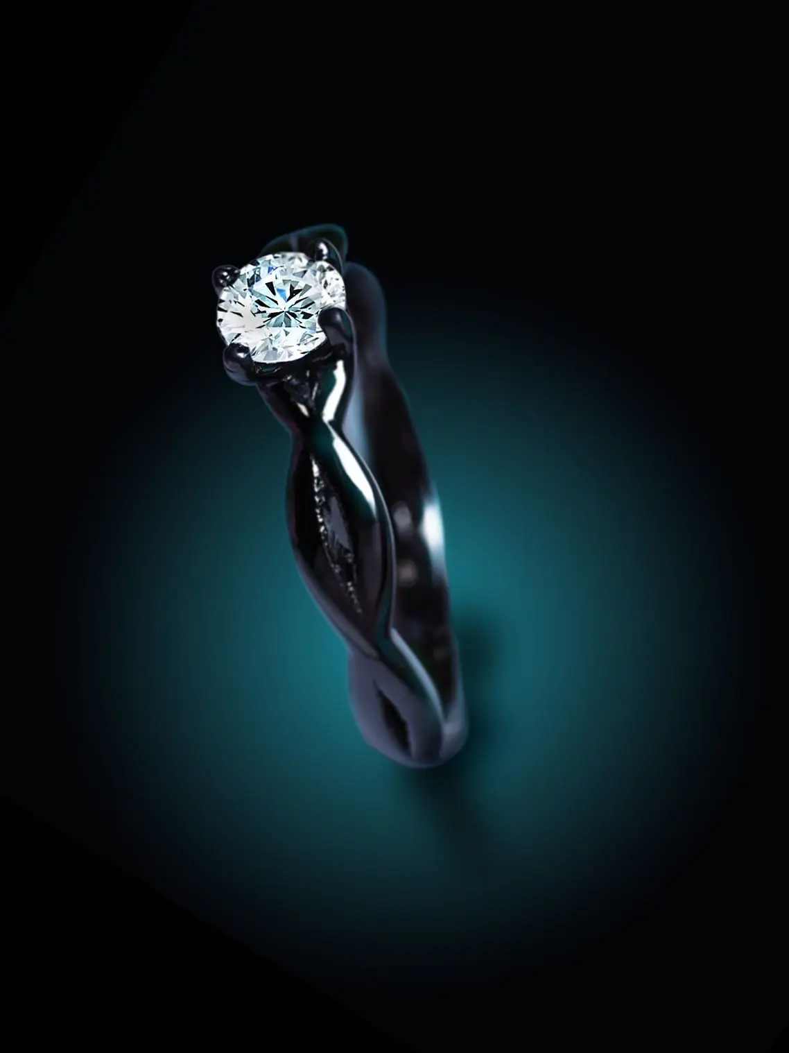 Infinite moissanite diamond ring with 5mm round vvs1 d-color moissanite in black rhodium polished finish