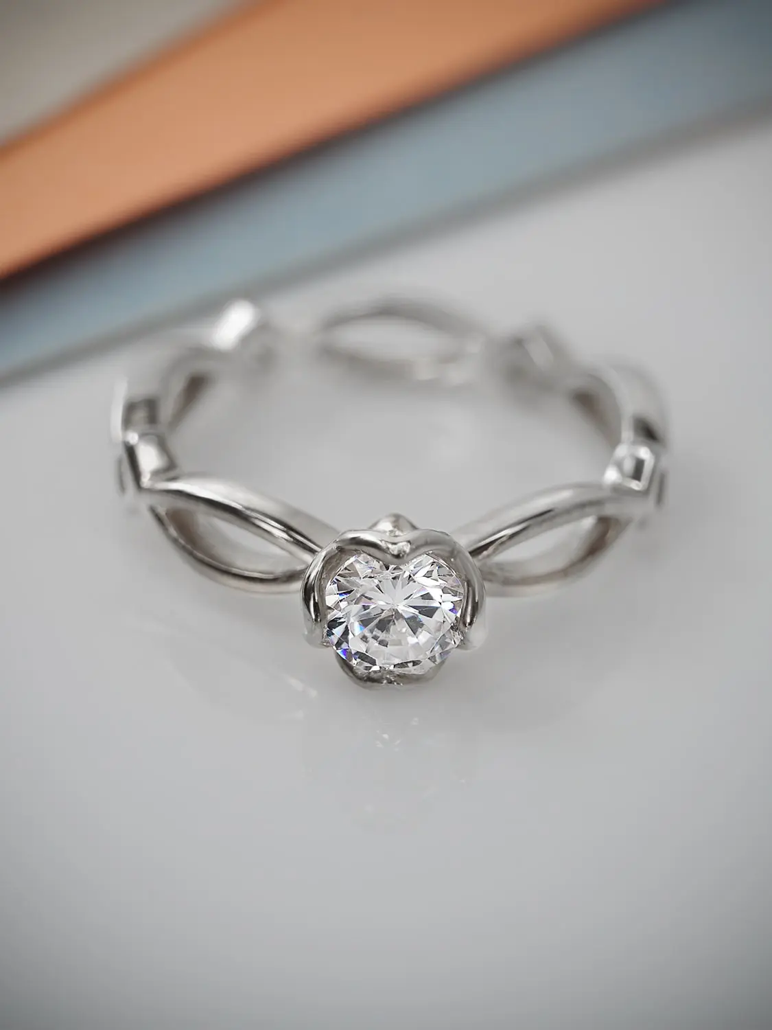 Celtic floral moissanite engagement ring Celtic floral moissanite engagement ring white gold