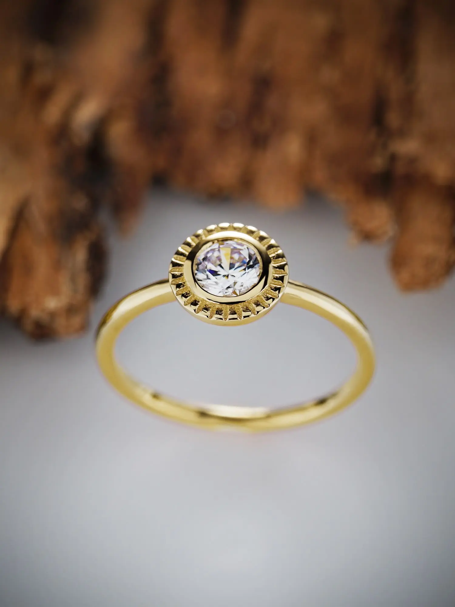 Timeless moissanite ring with floral band detail