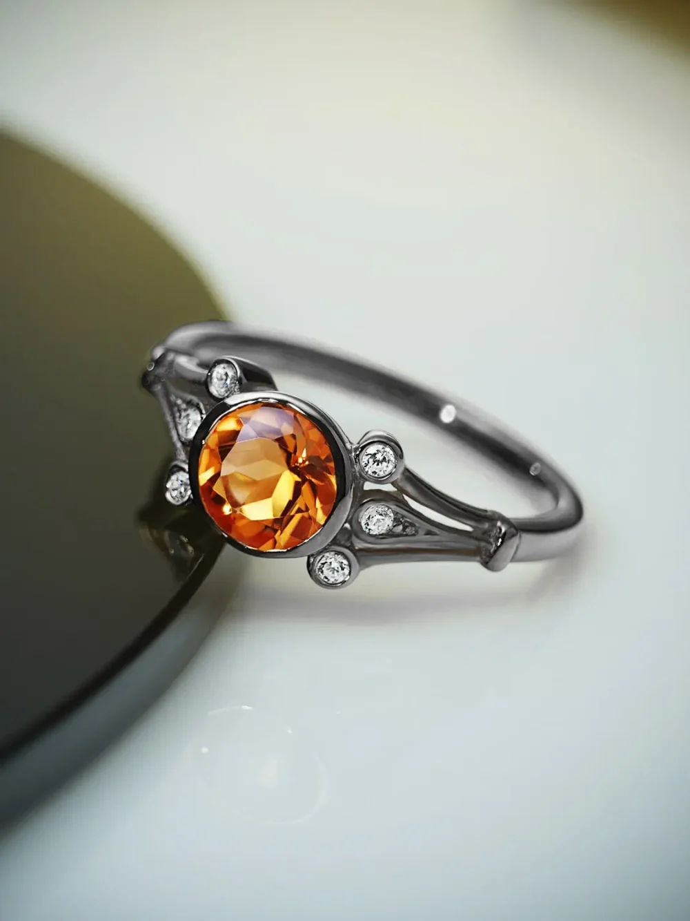 Citrine moissanite ring