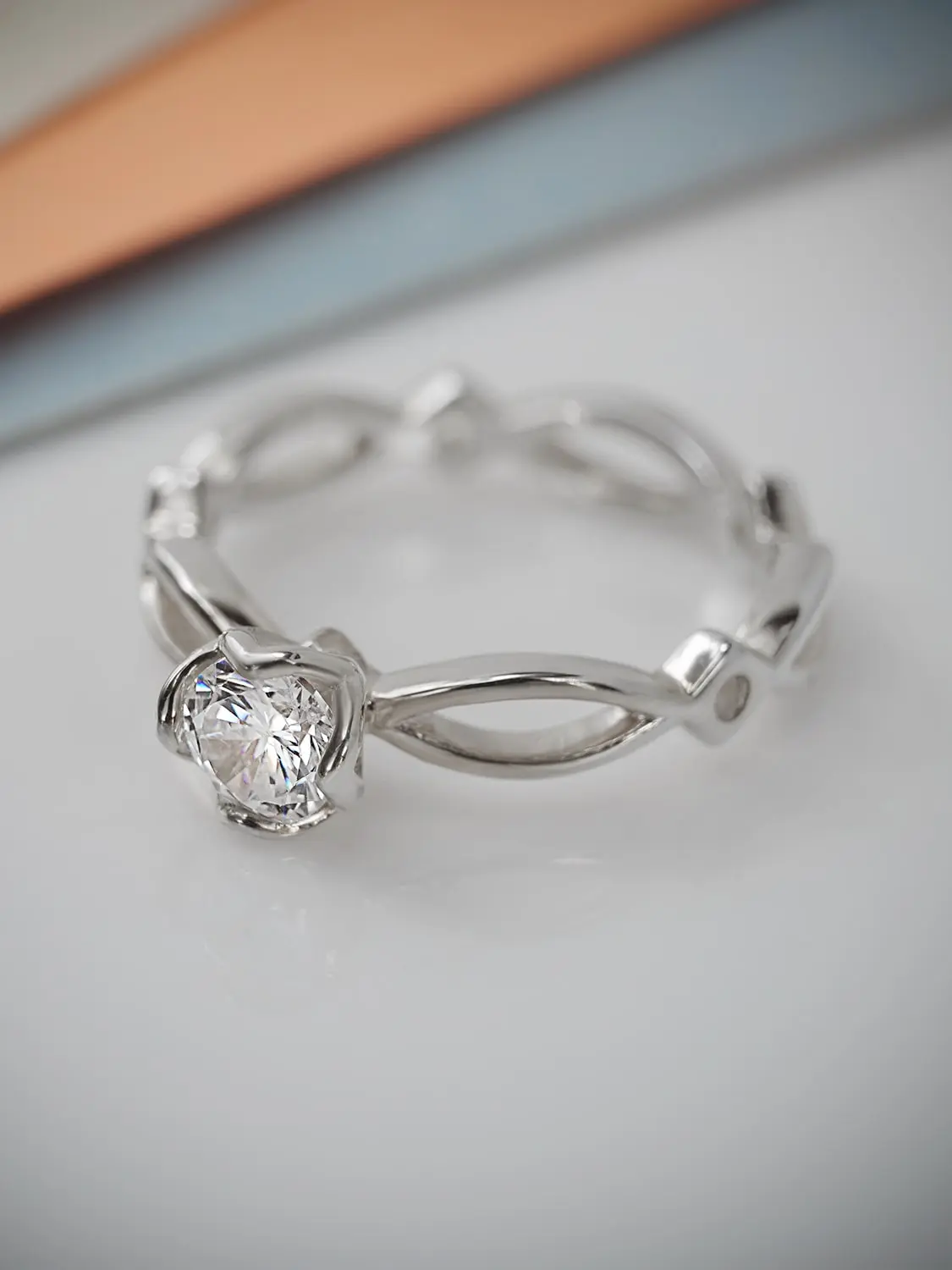 Celtic floral moissanite engagement ring Celtic floral moissanite engagement ring white gold