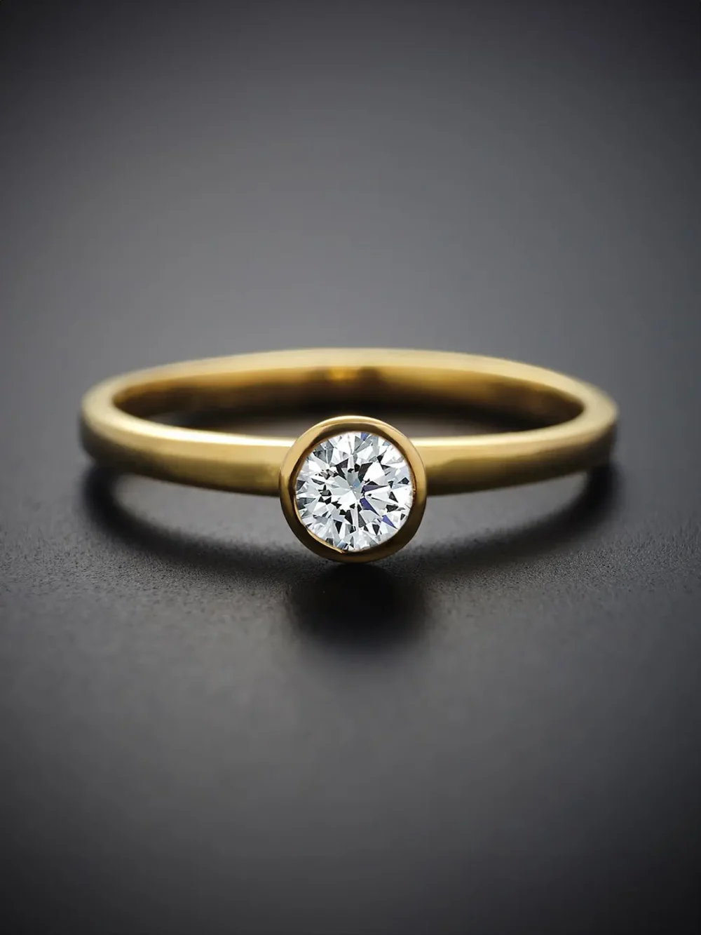 Elegant moissanite solitaire ring in gold plated sterling silver