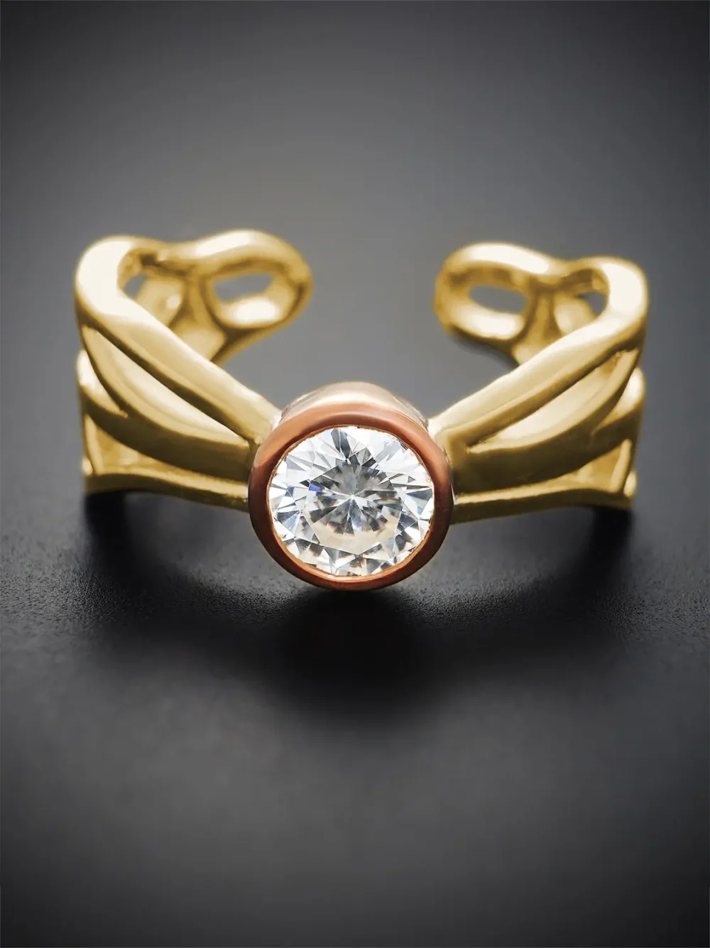 Butterfly elegance moissanite ring in natural setting