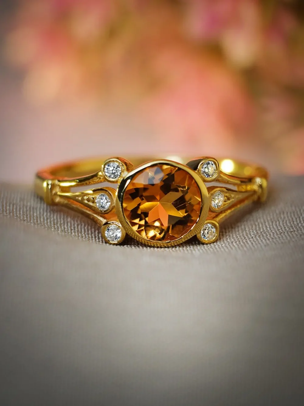 Enchanting citrine gemstone in gold plated ring