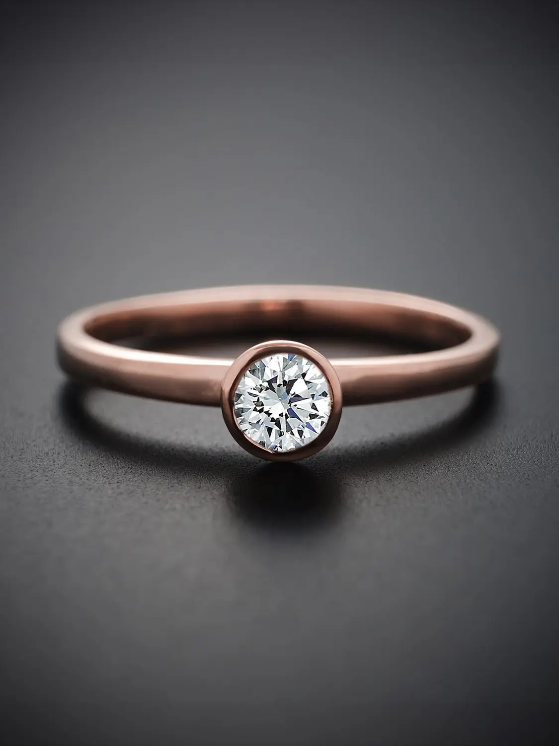 Moissanite solitaire ring Minimalist moissanite diamond ring on a rose gold band