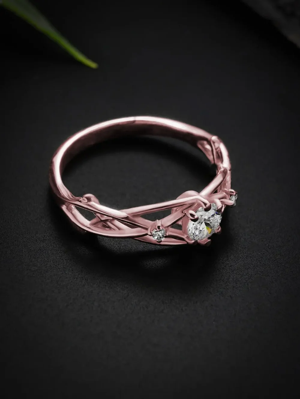 Infinite branch moissanite diamond ring in rose gold