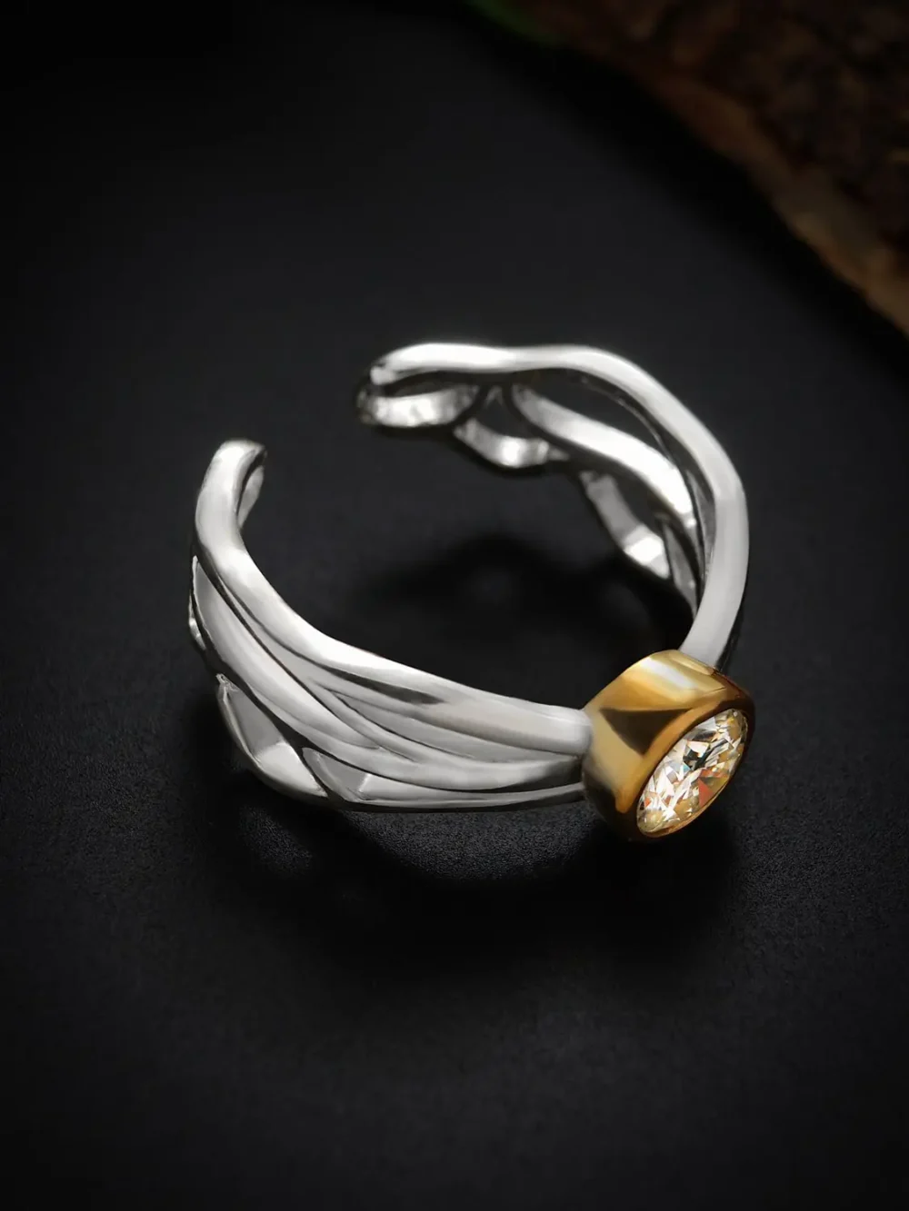 Timeless butterfly design moissanite ring in sterling silver