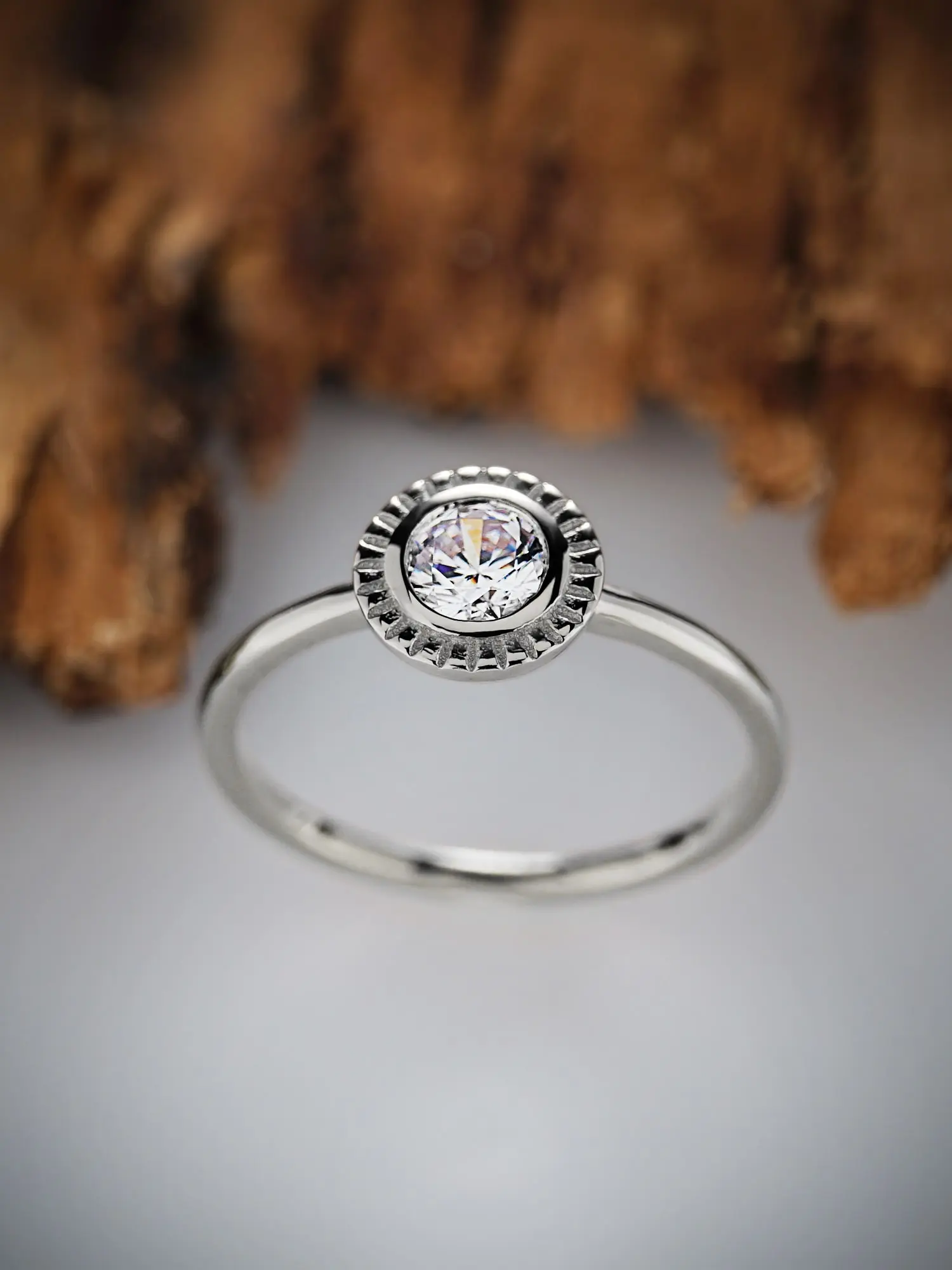 Moissanite floral ring
