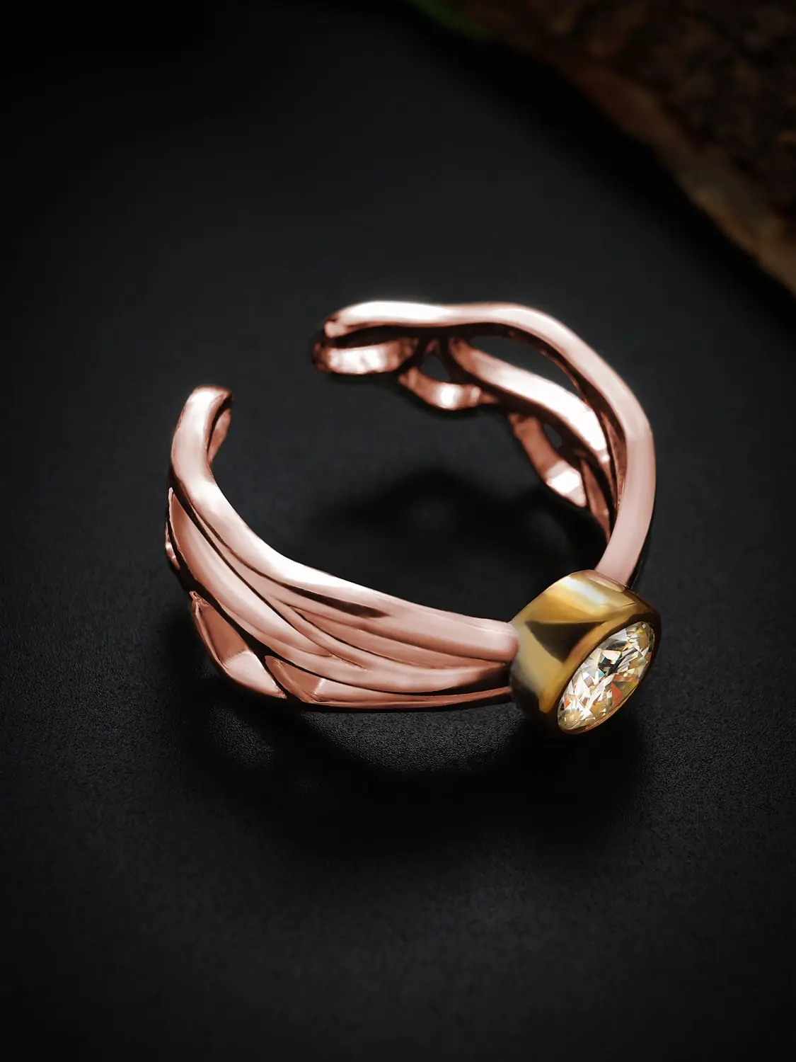 Moissanite butterfly ring Whimsical rose gold butterfly ring with moissanite