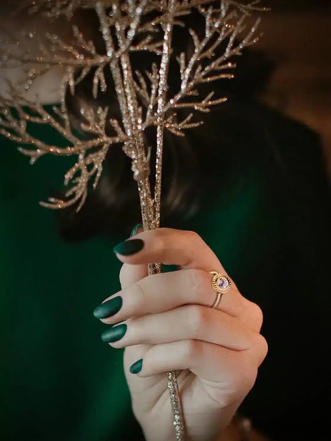 Classic floral moissanite solitaire ring in elegant setting