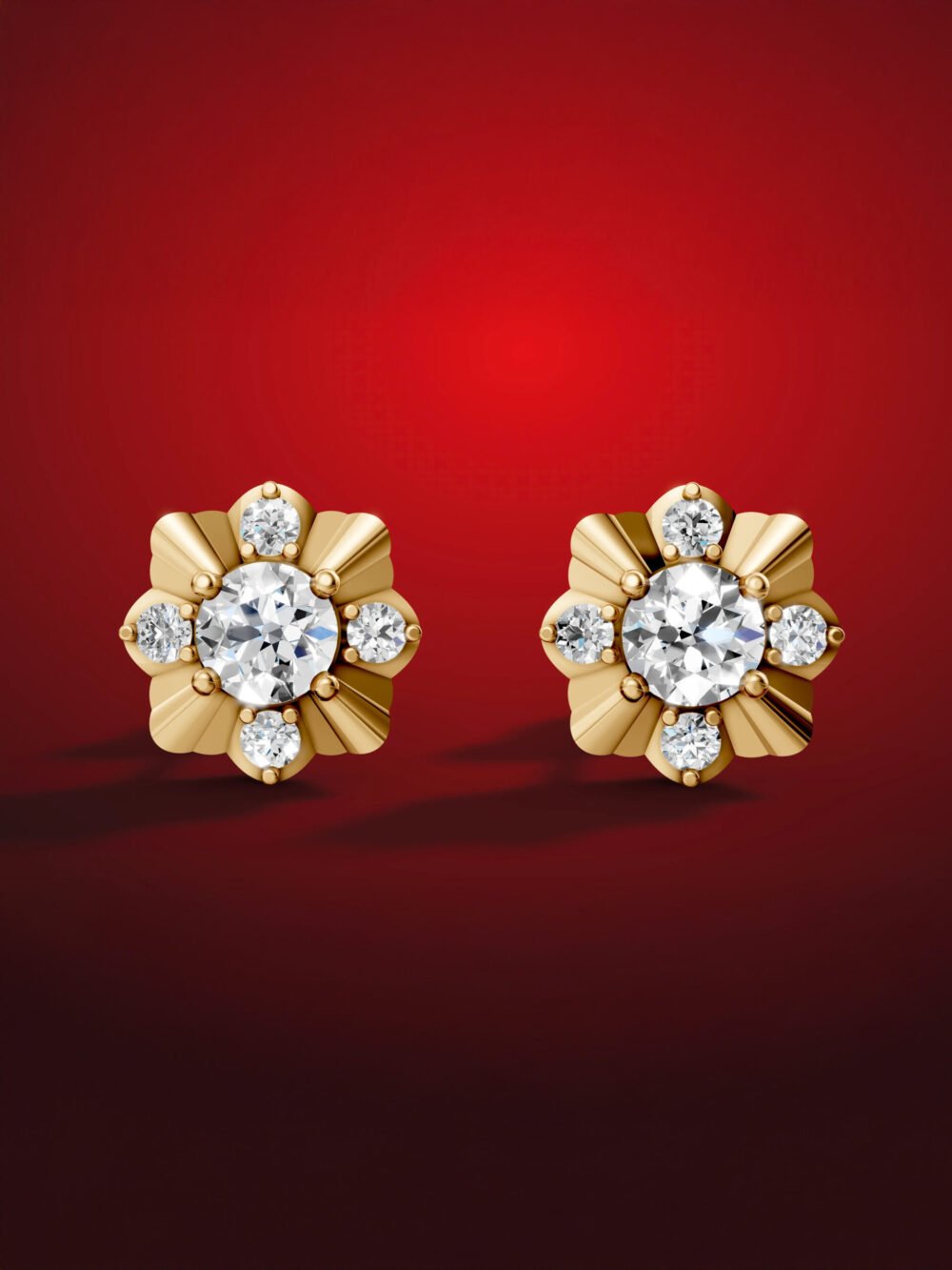 Moissanite floral studs