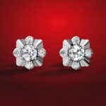 Moissanite Floral Stud Earrings