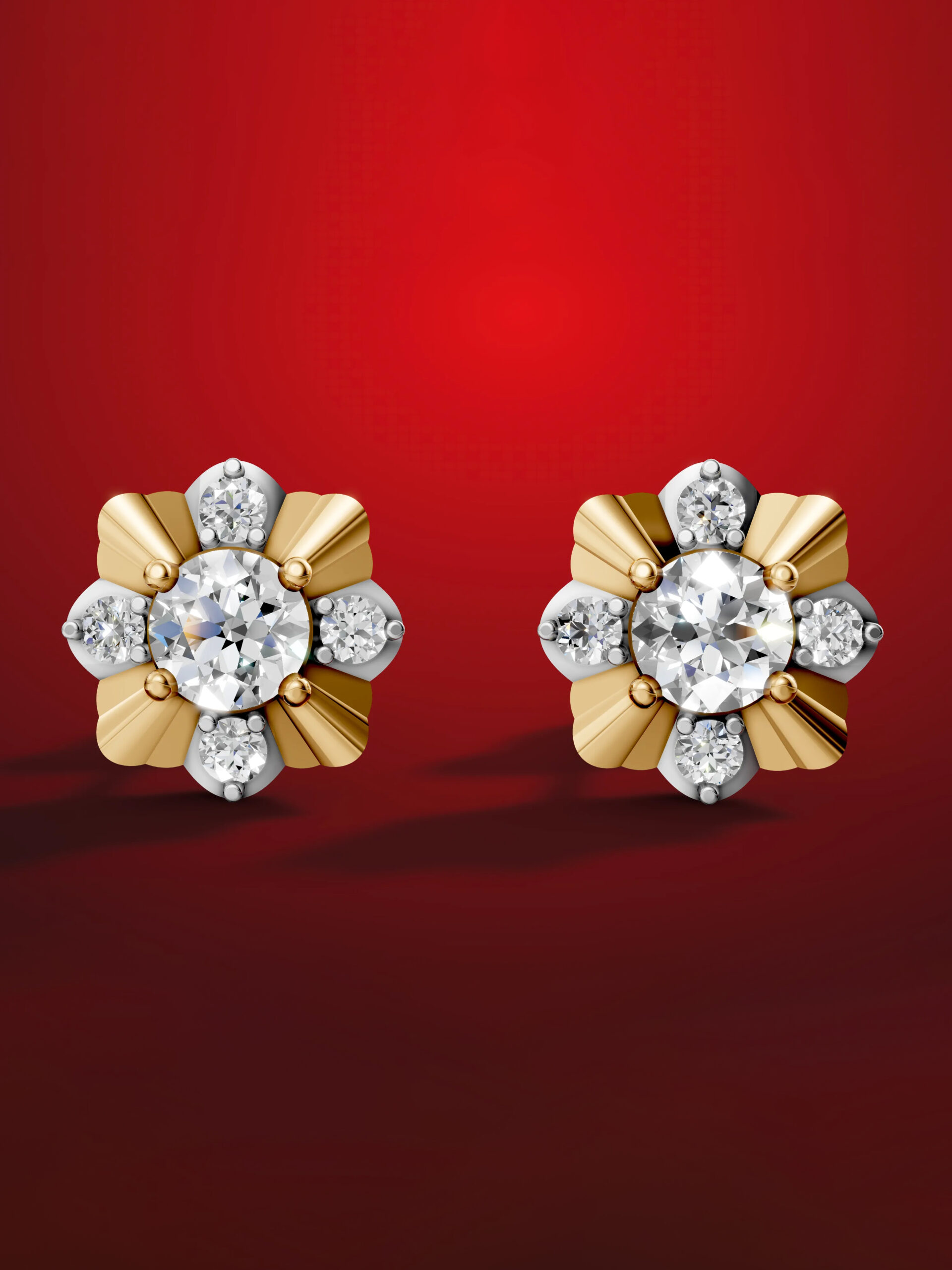 Gold-plated moissanite diamond stud earrings