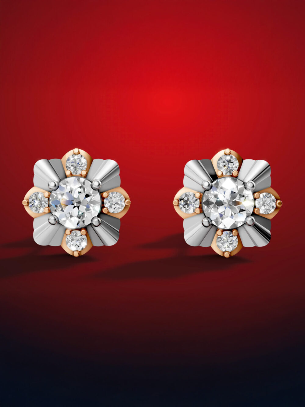 Moissanite diamond flower stud earrings