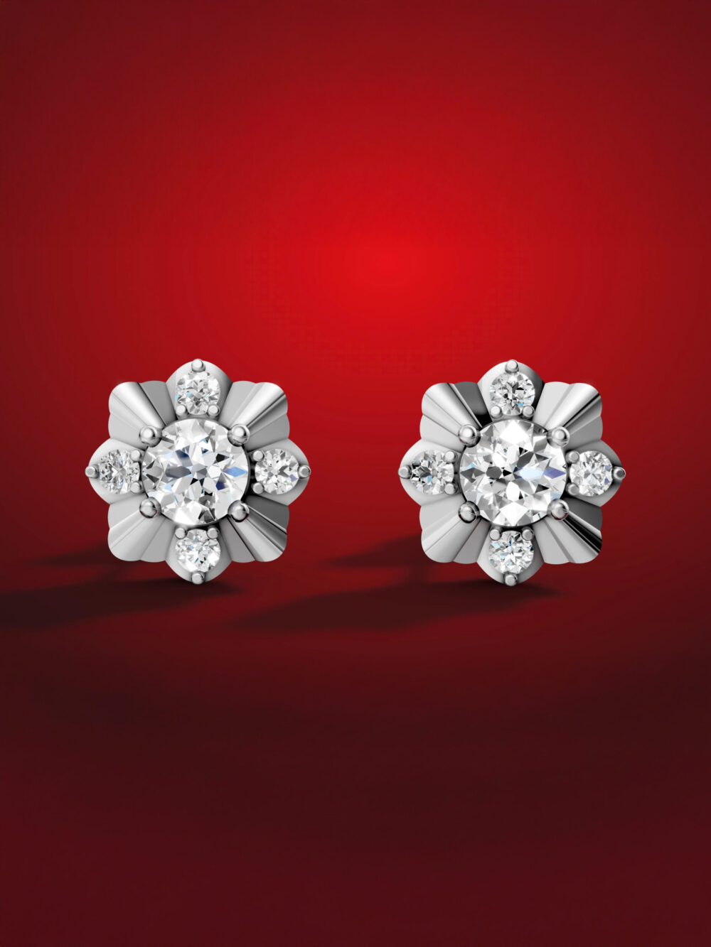 Moissanite floral stud earrings
