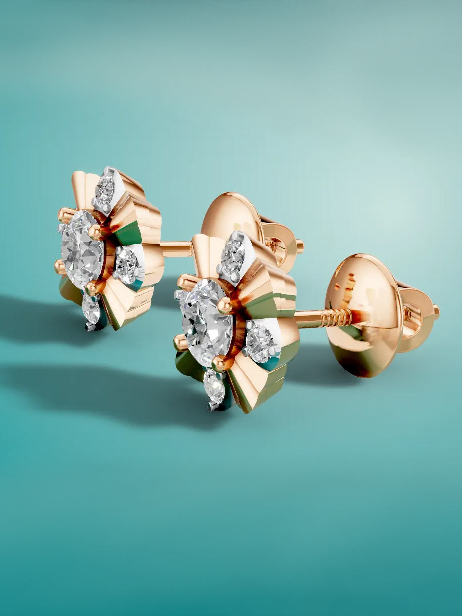 Elegant two-tone sterling silver moissanite diamond earrings