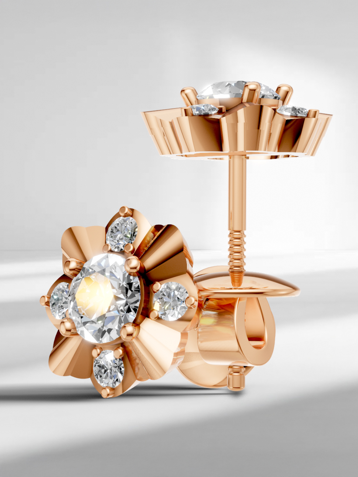 Close-up of vvs1 moissanite center stone in floral design