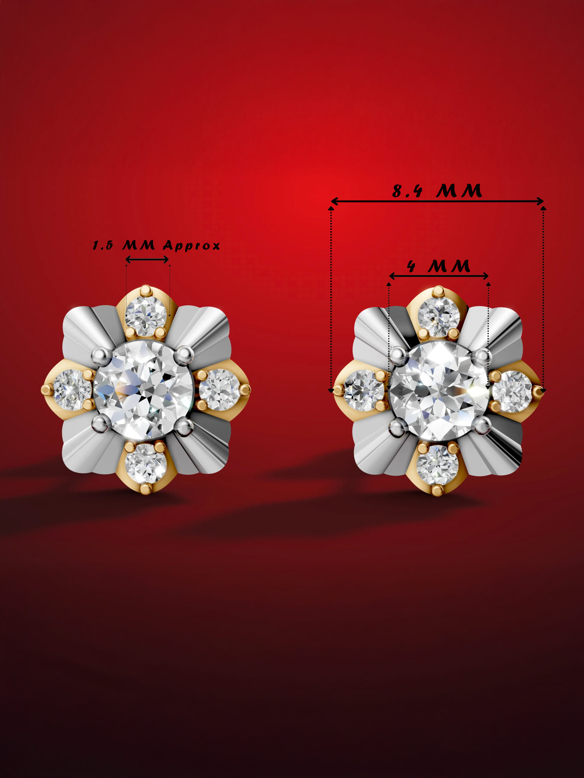 Lightweight flower-shaped earrings for women with screw-back closure