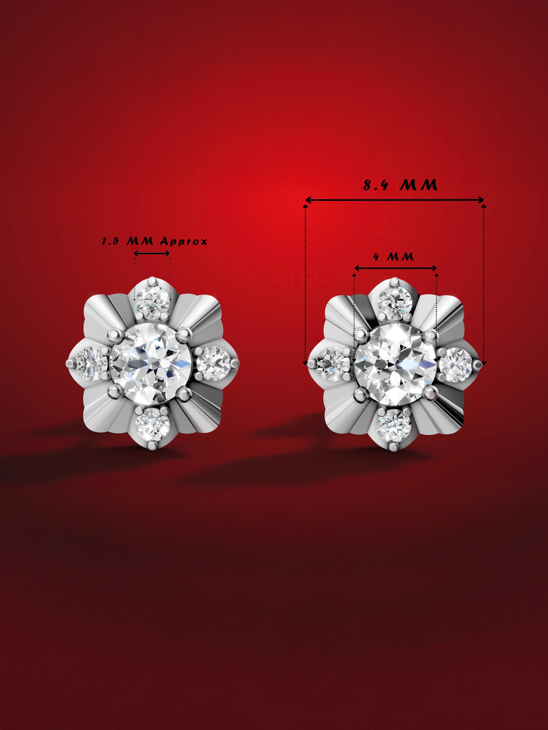 Luxury moissanite floral-inspired earrings showcasing center and accent stones.