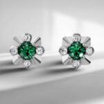 Emerald Flower Stud Earrings