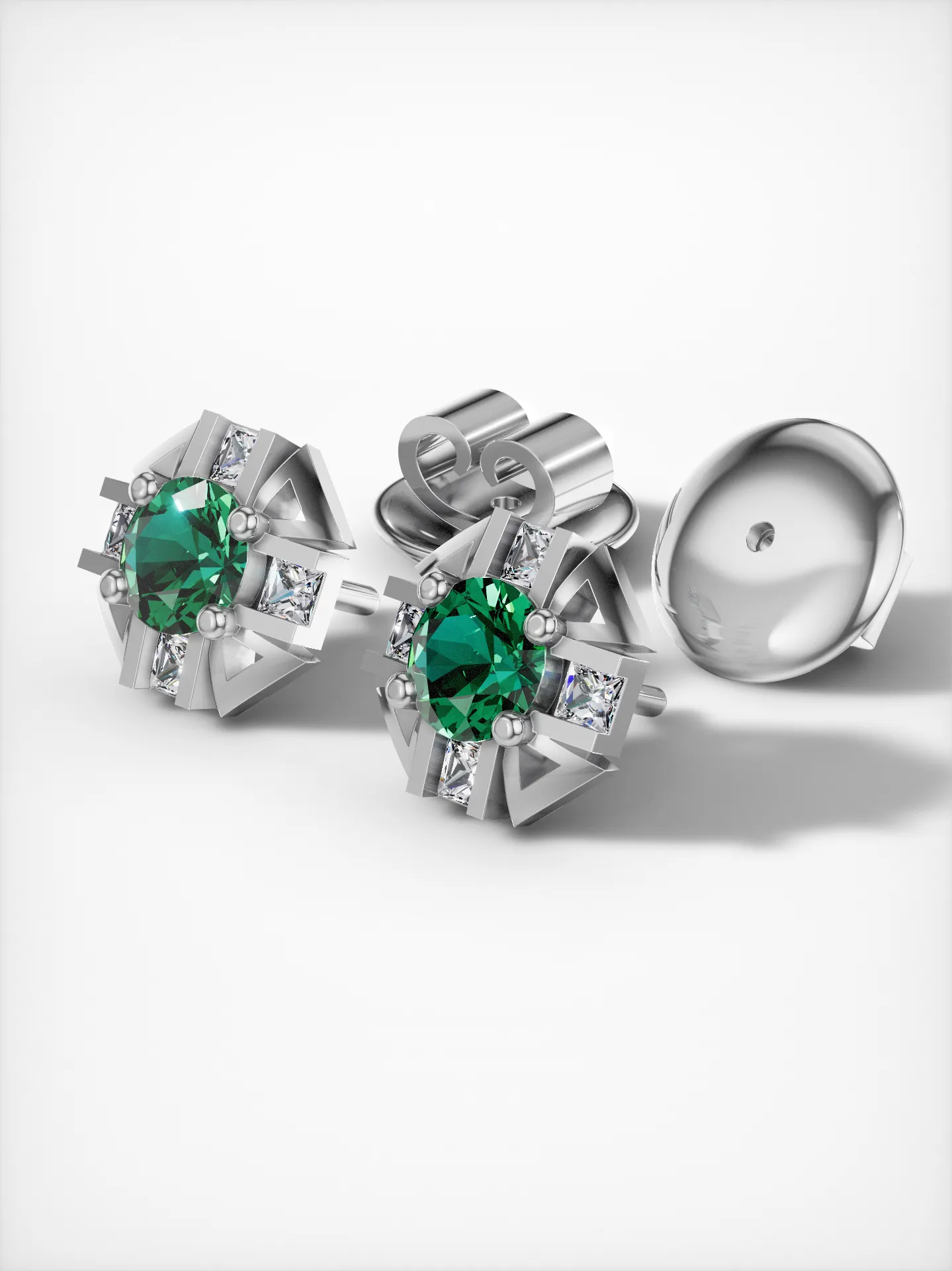 Emerald stud earrings