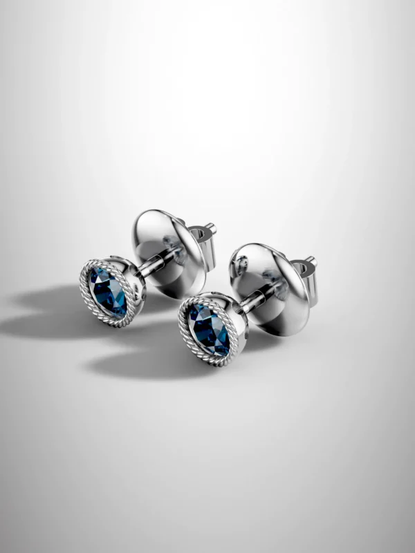 Winter Blossom Rope London Blue Topaz Halo Earrings