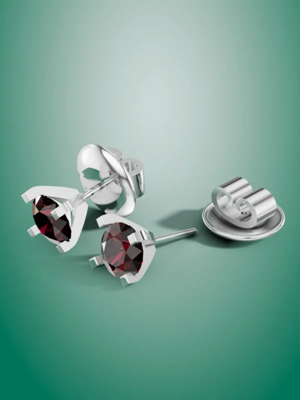 Mozambique Garnet Solitaire Stud Earrings