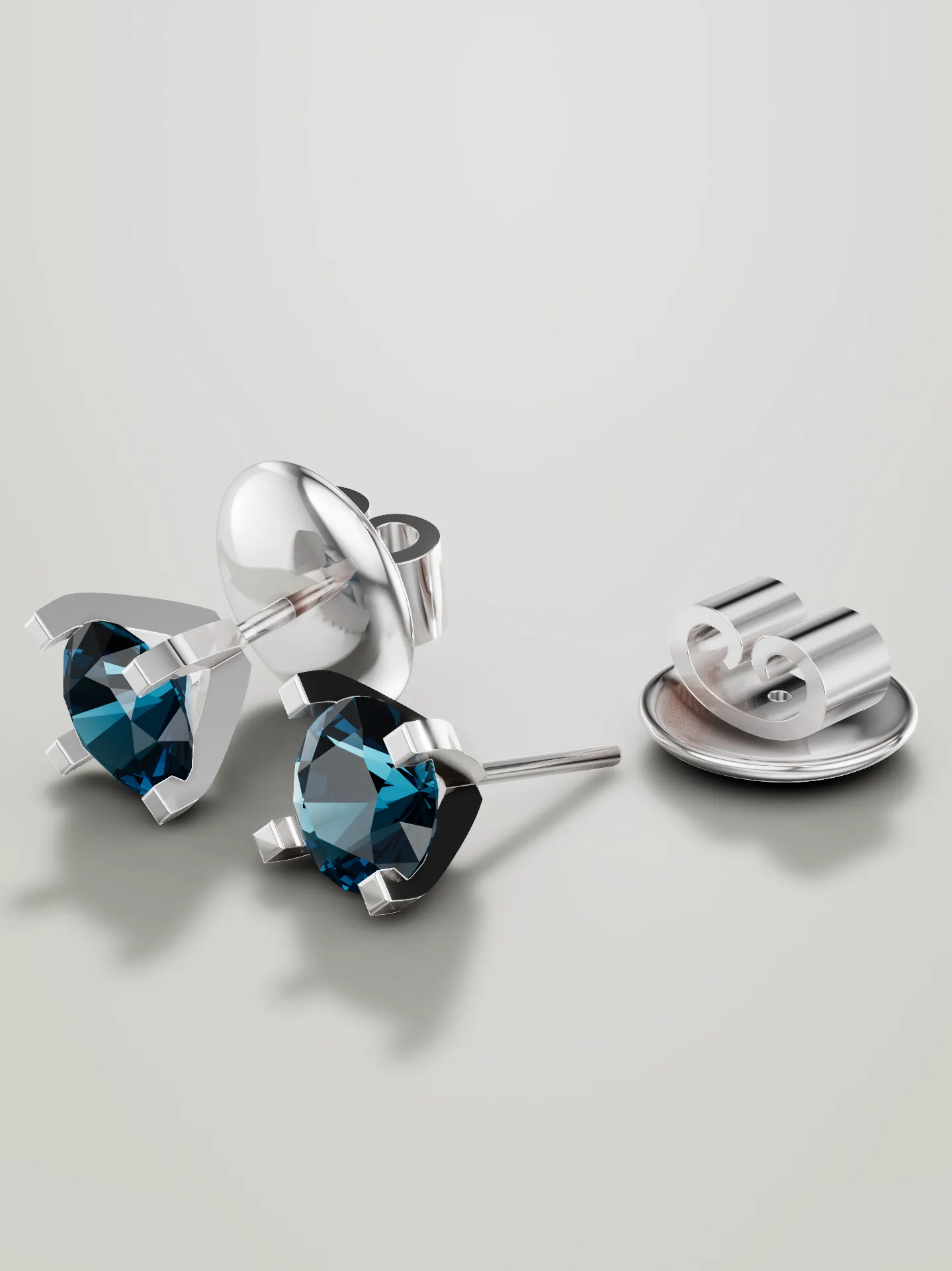 Ocean bloom london blue topaz earrings - white gold plated