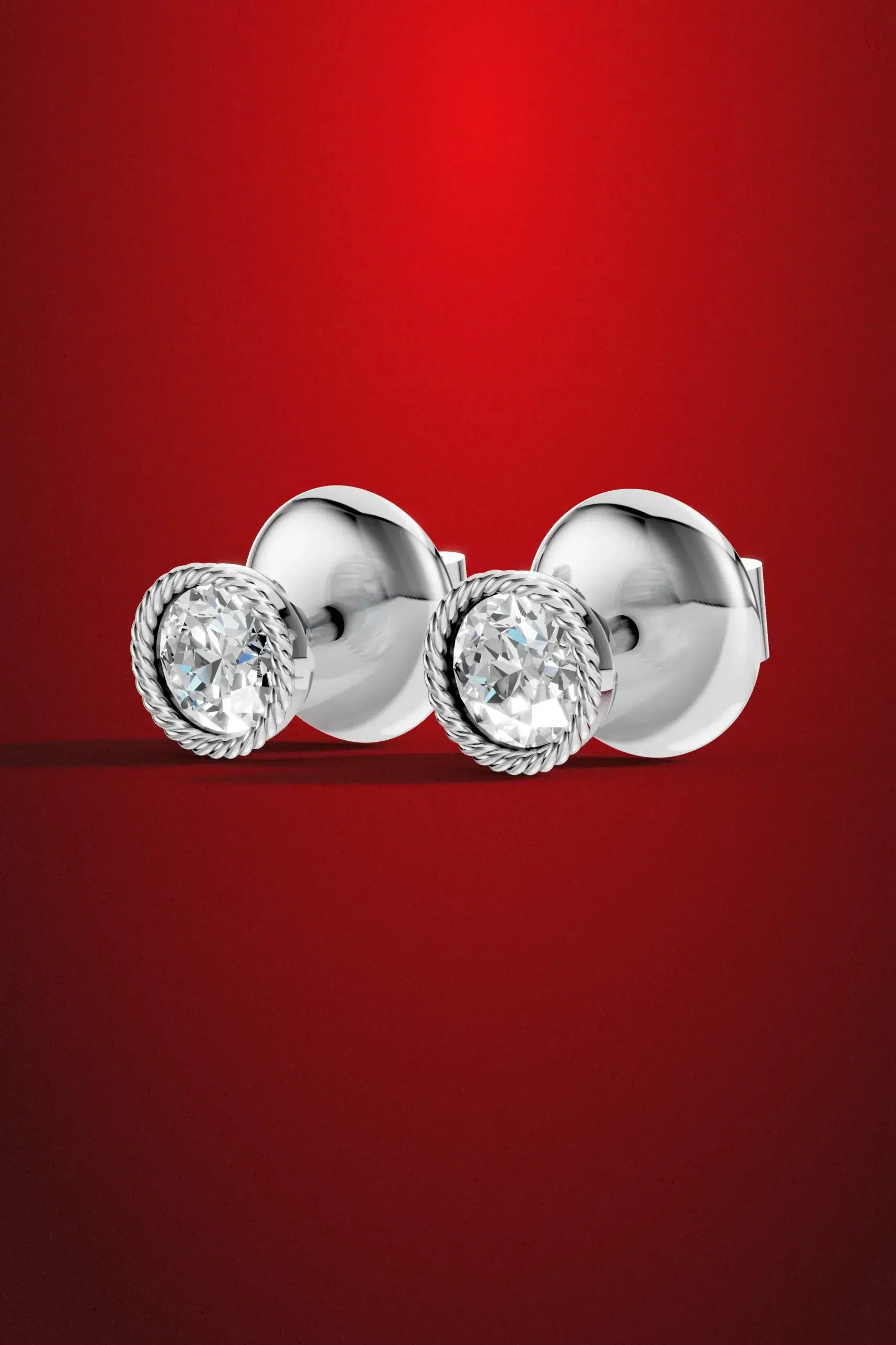 Winter blossom rope moissanite halo earrings - white gold plated