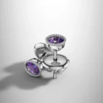 Ethereal Rope Amethyst Halo Earrings
