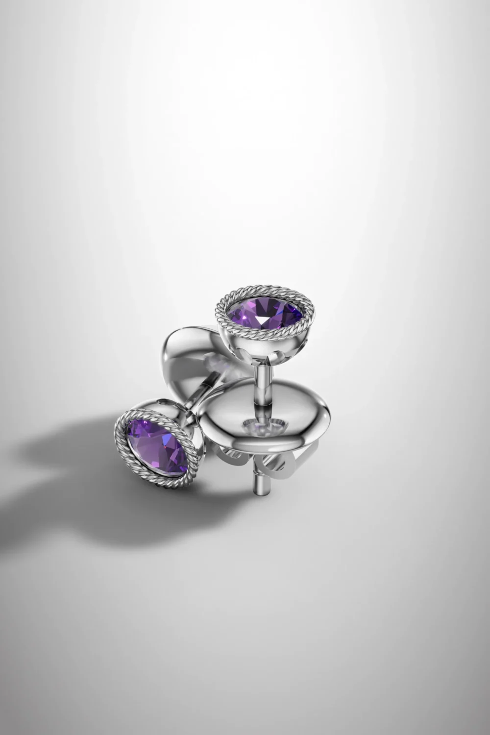 Ethereal rope amethyst halo earrings