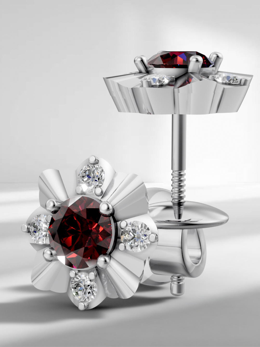 Winter blossom garnet studs