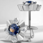 Sapphire Flower Stud Earrings