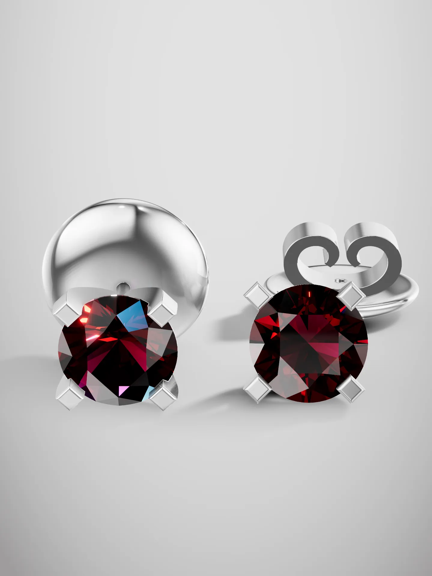 Mozambique garnet solitaire stud earrings