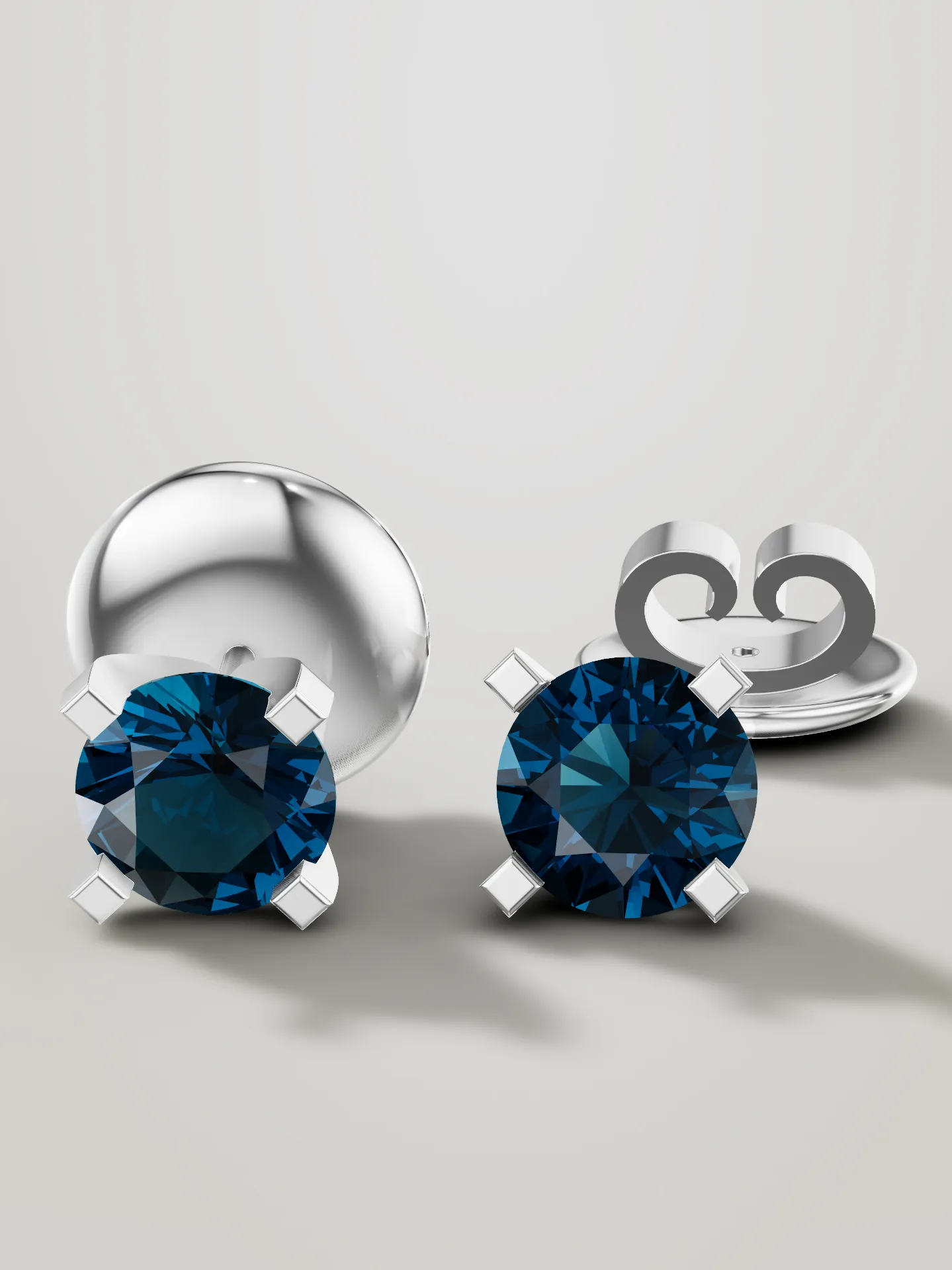 Ocean bloom london blue topaz earrings - white gold plated