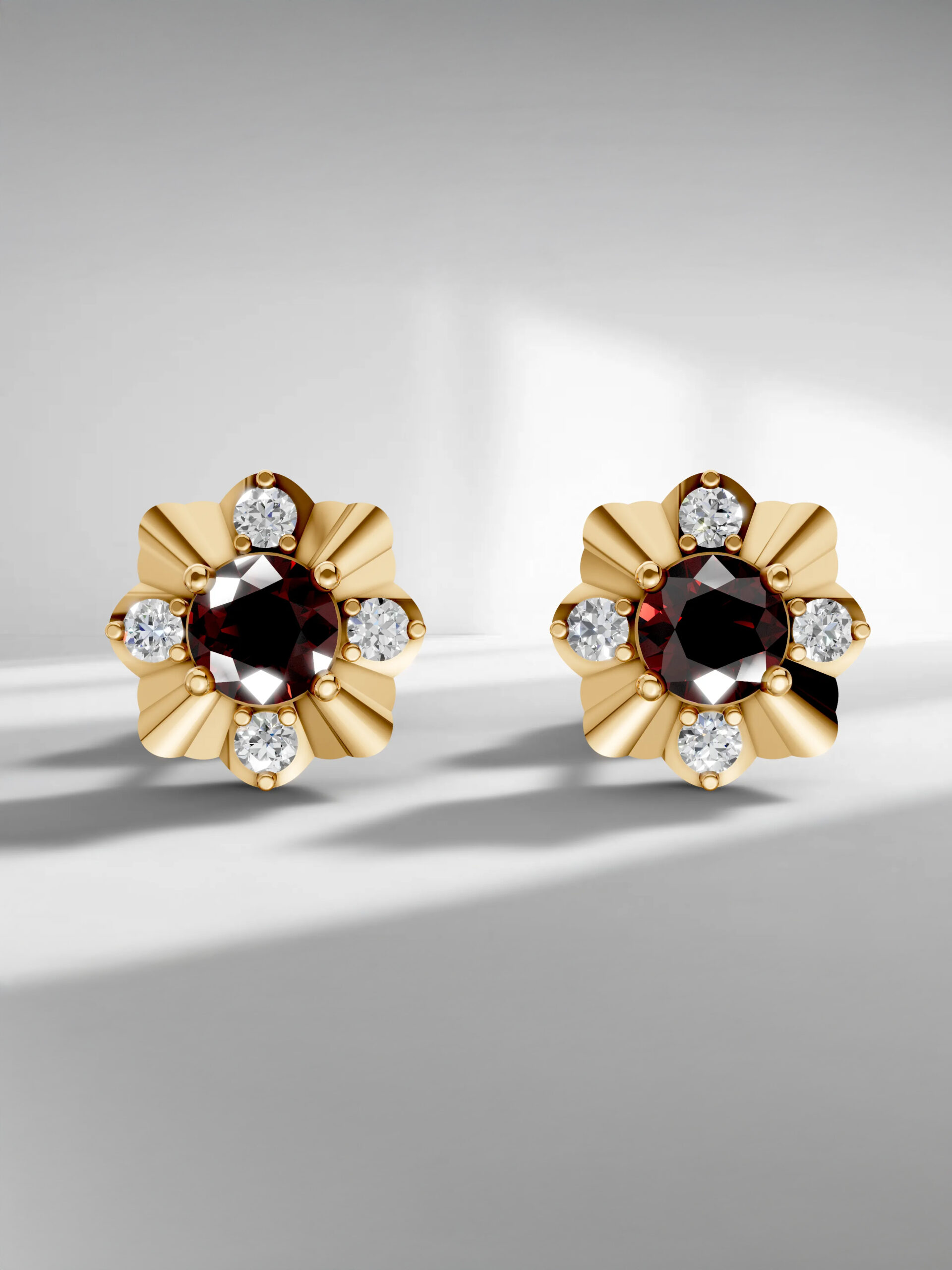 Golden twilight garnet studs