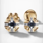Sapphire and Moissanite Stud Earrings