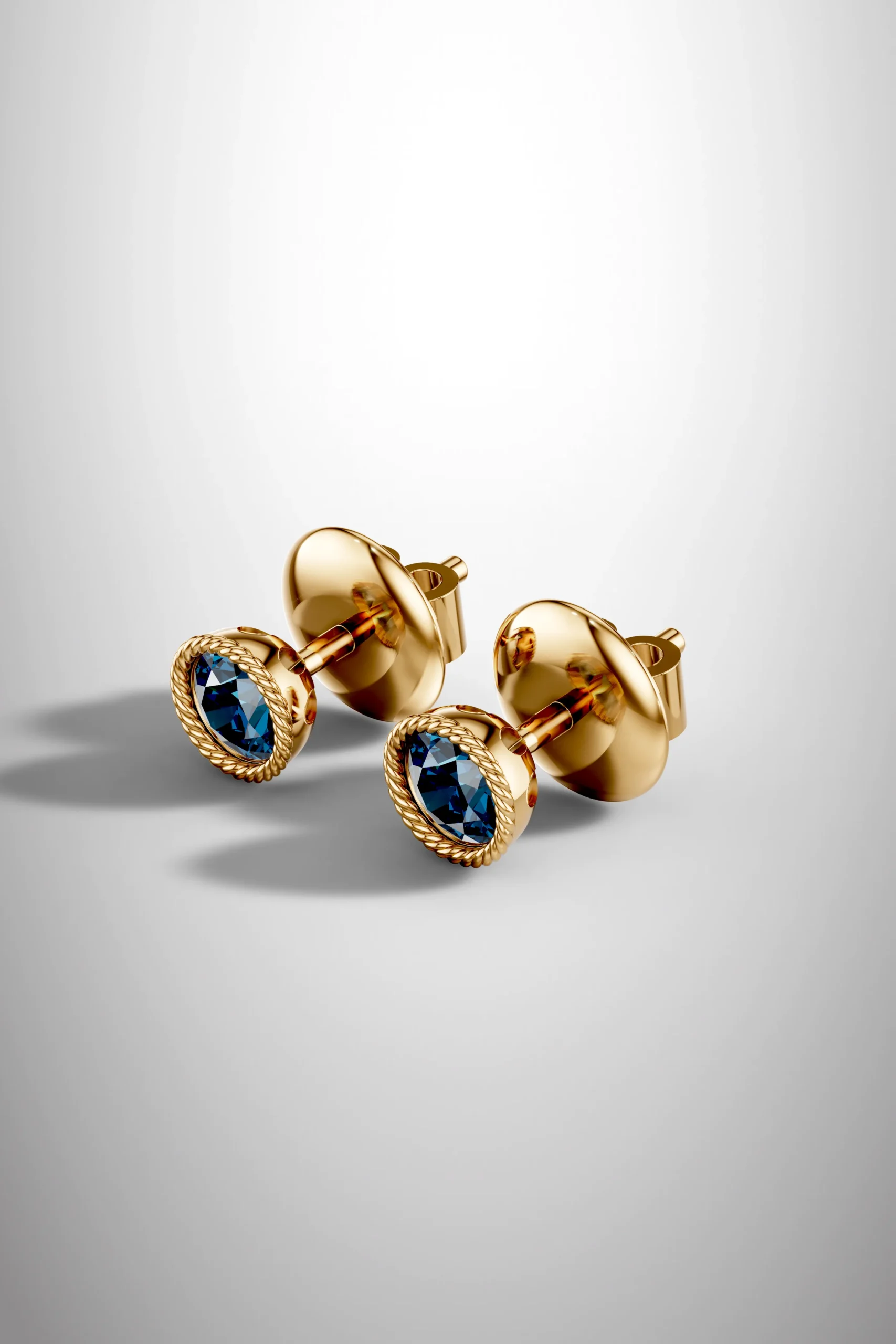 Golden twilight rope london blue topaz halo earrings