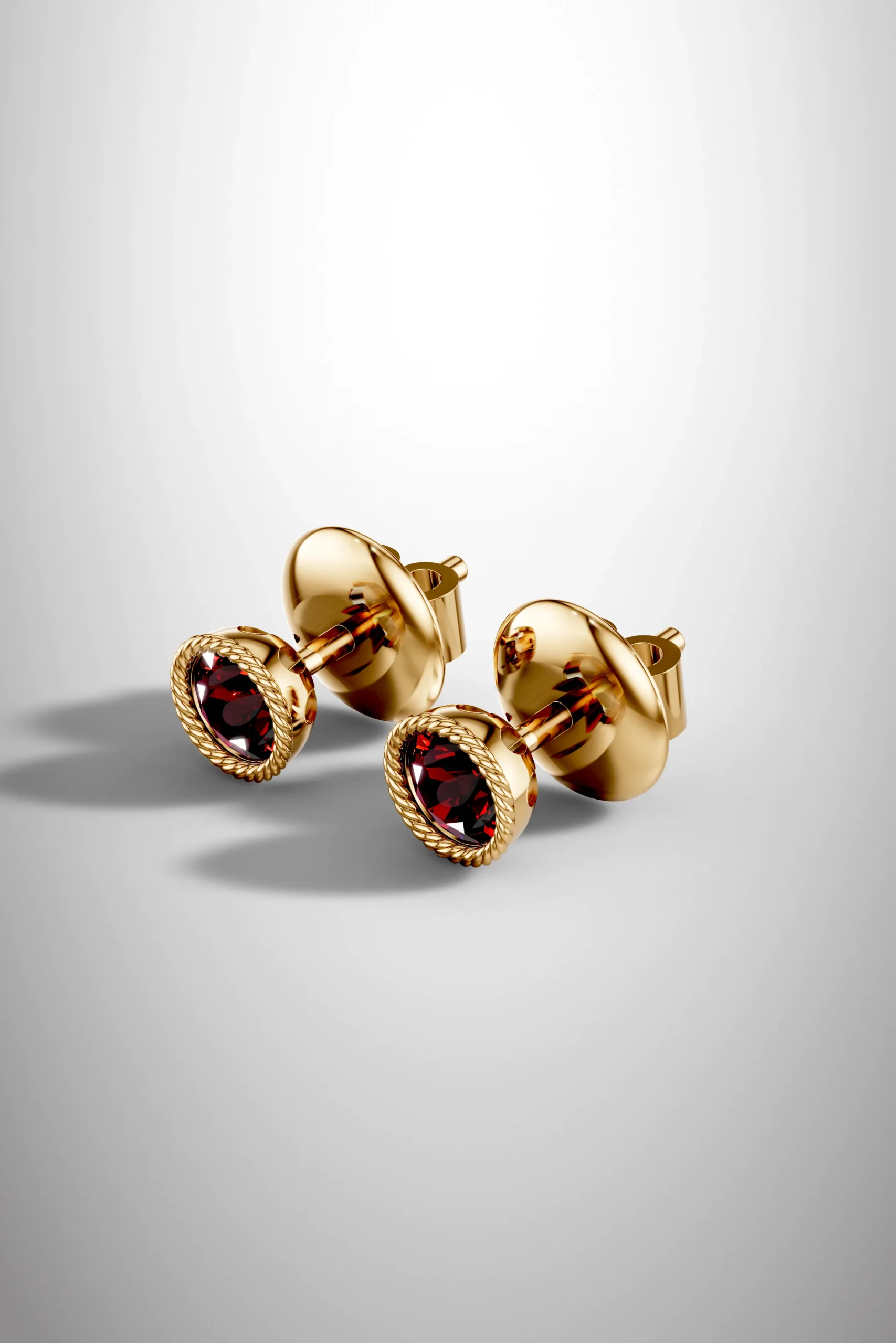 Golden twilight garnet halo earrings