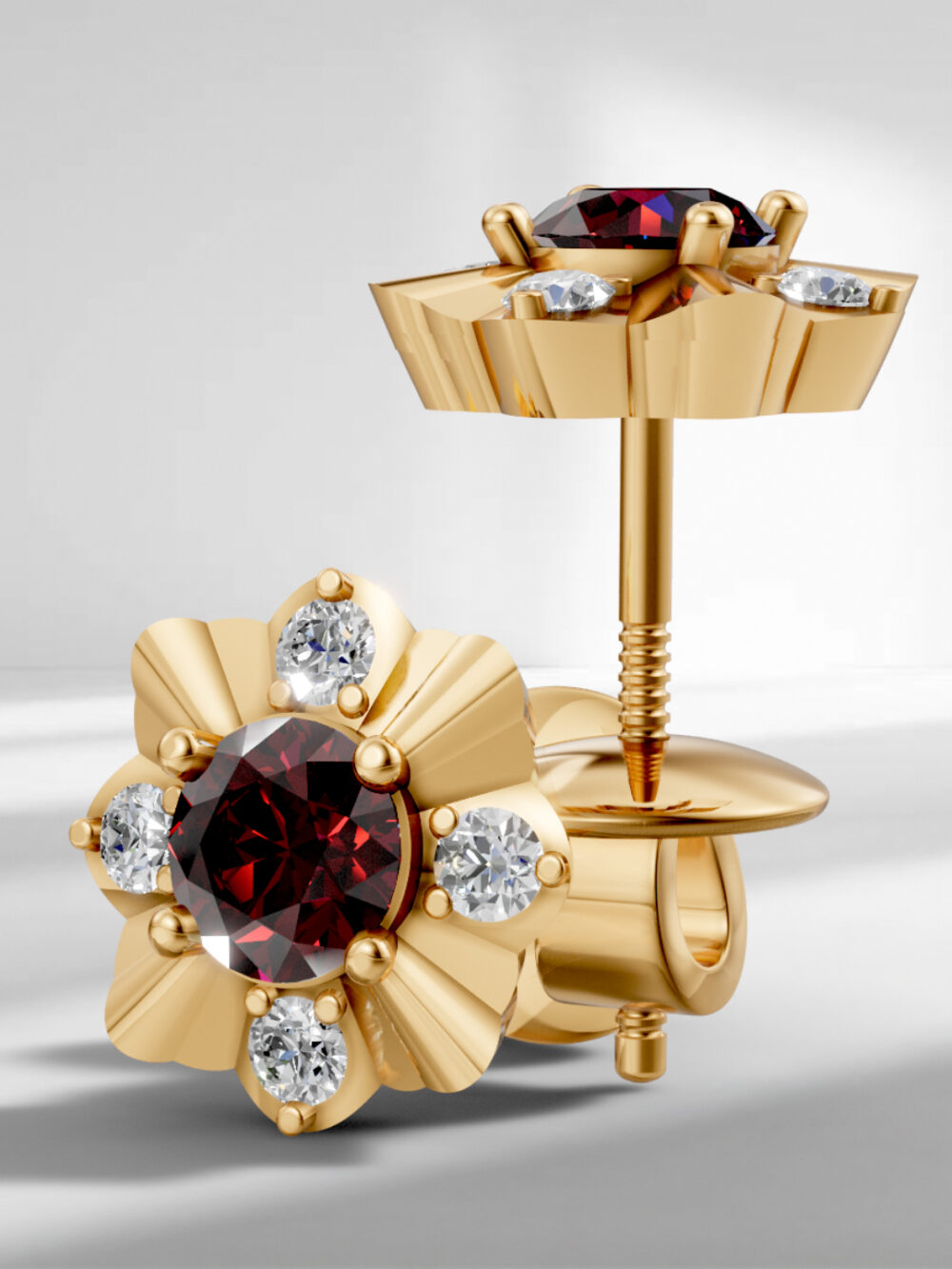 Golden twilight garnet studs
