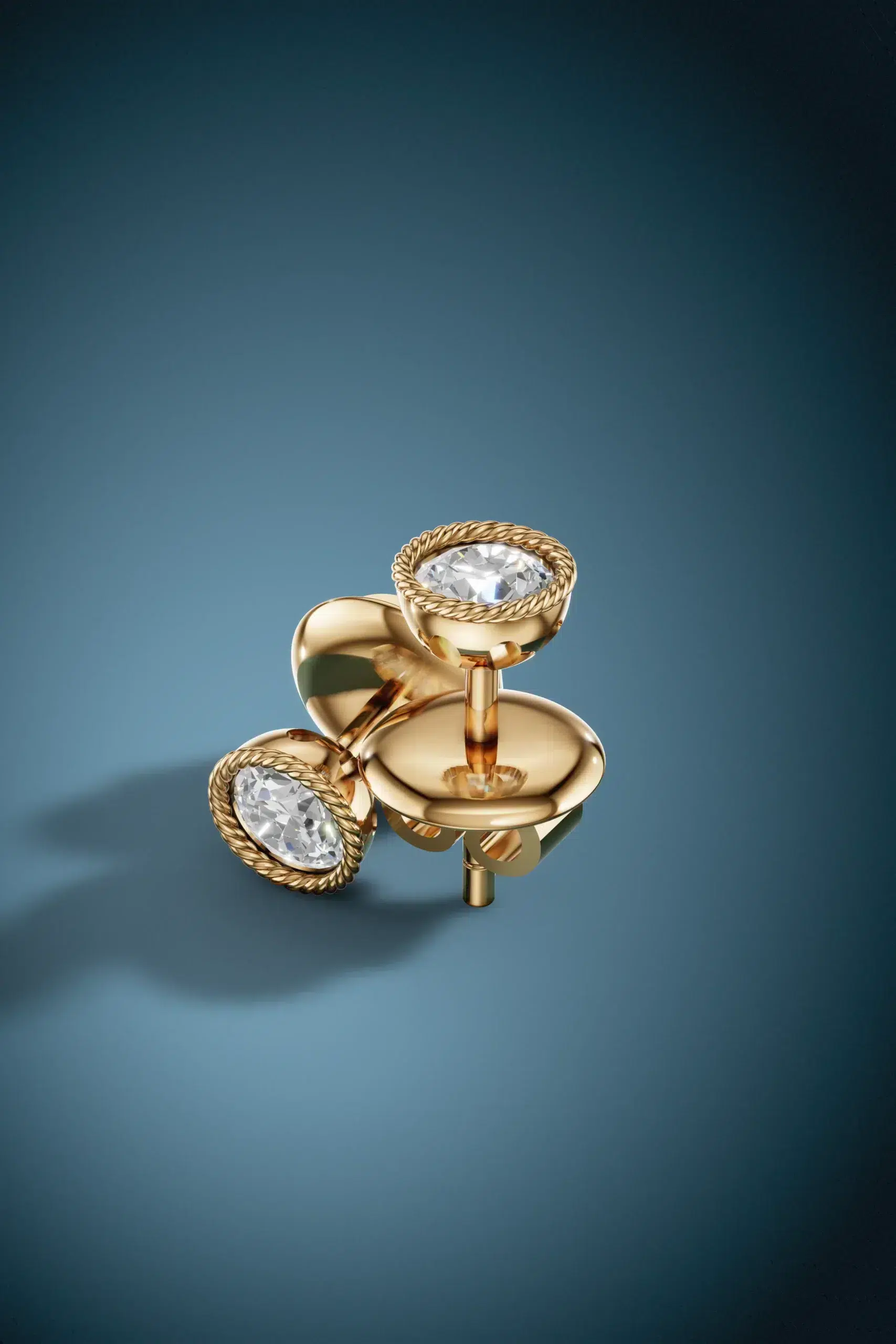 Golden twilight rope moissanite halo earrings