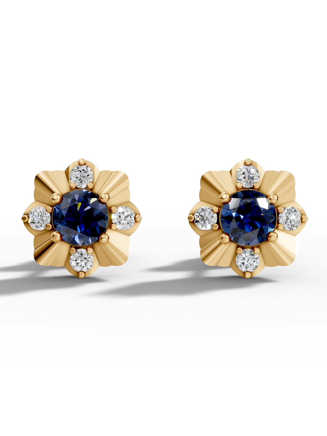 Golden twilight sapphire studs - gold plated