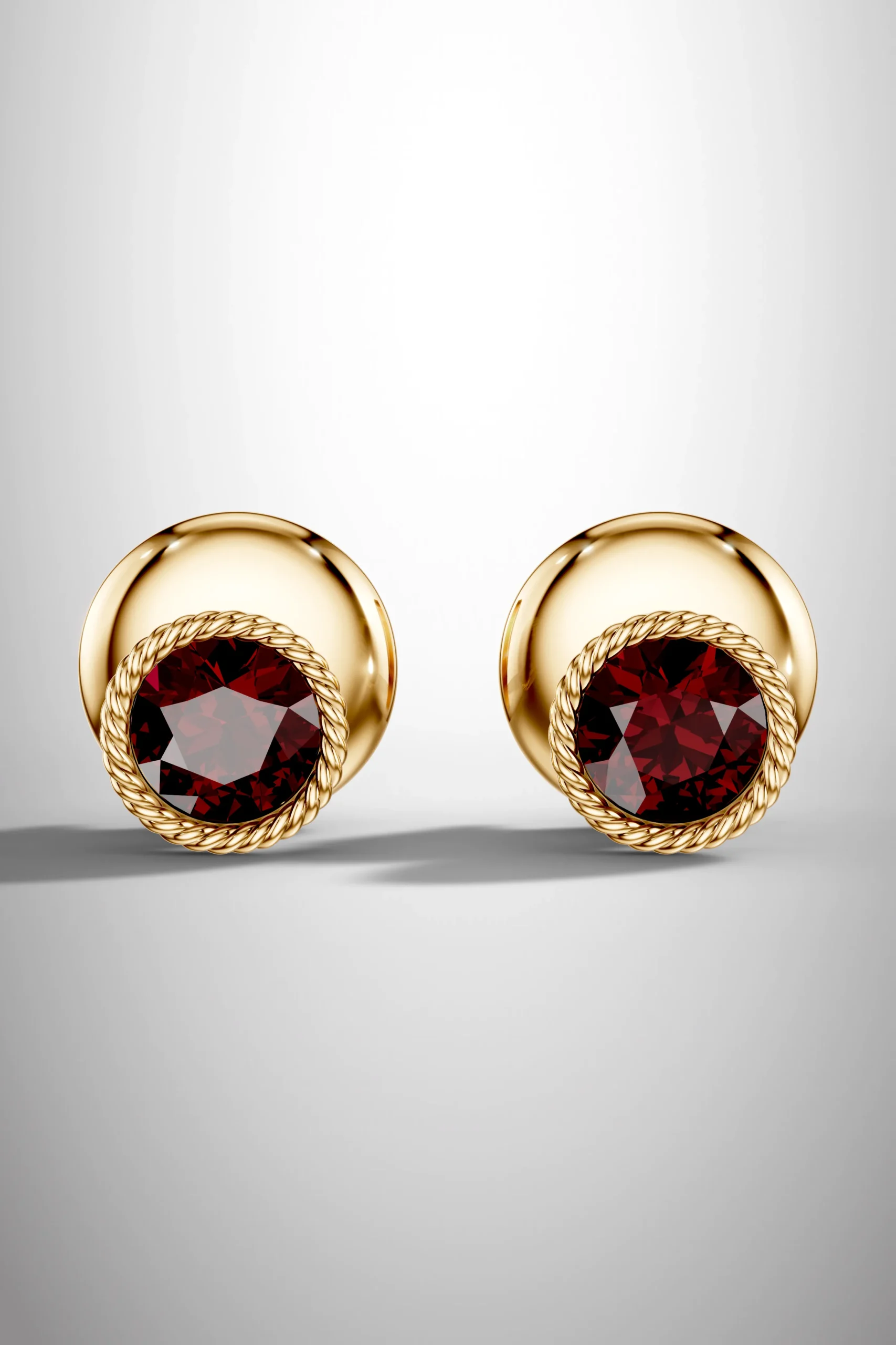 Golden twilight garnet halo earrings